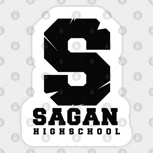 S Sagan Highschool Black Sticker by Aspita